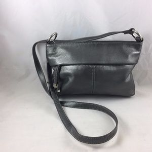 Tignanello Gunmetal Silver Crossbody Purse